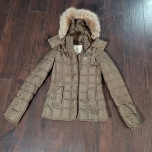 Abercrombie & Fitch 🤎 Caramel Brown Puff Jacket w/Removable hood - Medium
